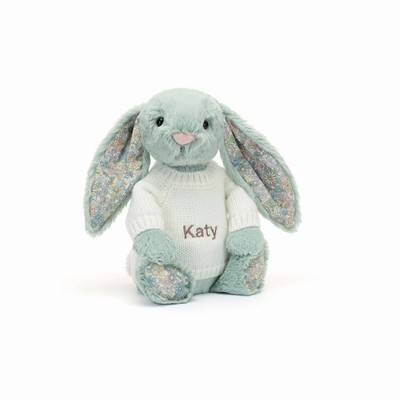Jellycat Blossom Sage Bunny with Cream Jumper UK | 97401JHLG